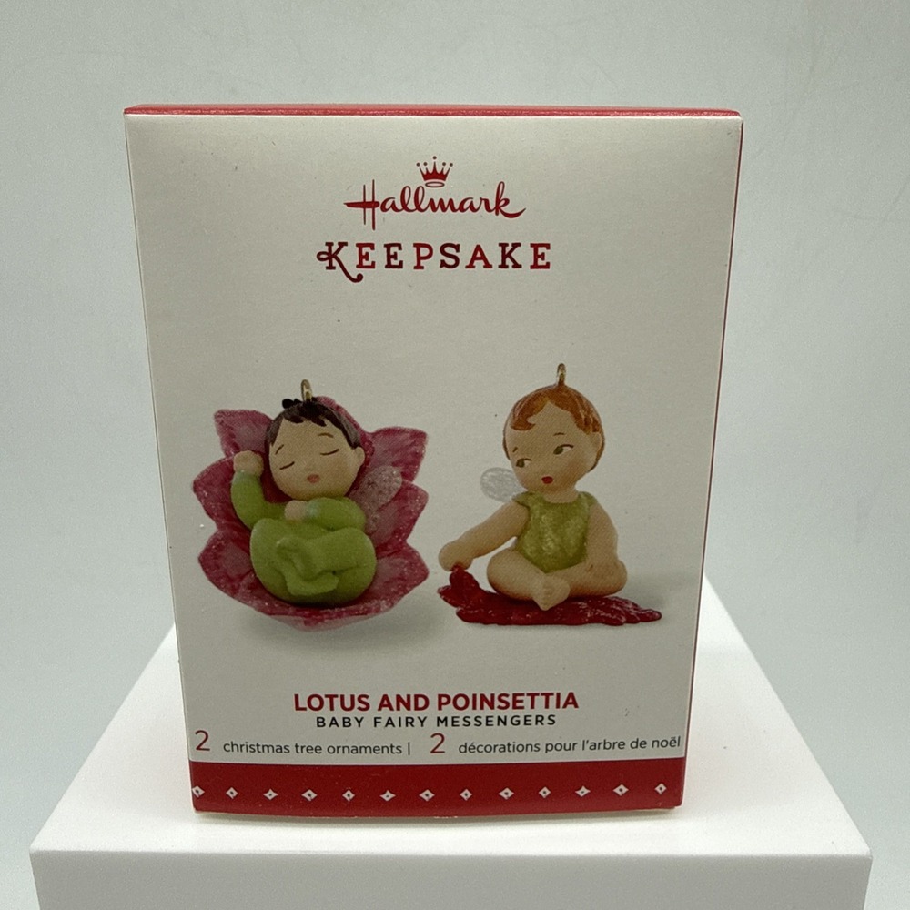 2015 Hallmark LOTUS and POINSETTIA #1 Baby Fairy Messengers Christmas Ornament